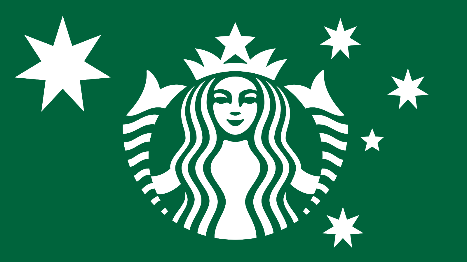 Starbucks logo on a green version of the Australian flag